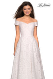Picture of: Off the Shoulder Floor Length Dress with Rhinestones in White, Style: 27556, Detail Picture 4