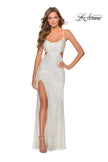 Picture of: Cut Out Sequin Prom Dress with Straight Neckline in White, Style: 28765, Detail Picture 4