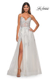 Picture of: A-Line Tulle Gown with Scallop Detail Bodice and Lace Applique in White, Style: 32028, Detail Picture 4