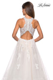 Picture of: Racer Back Lace Embellished Floor Length Ball Gown in White, Style: 27603, Detail Picture 5