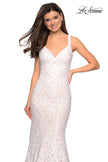 Picture of: Stretch Lace Long Dress with Open Strappy Back in White, Style: 27623, Detail Picture 6