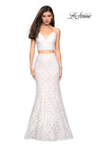 Picture of: Lace Two Piece Gown with Rhinestone Accents in White, Style: 27589, Detail Picture 7