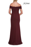 Picture of: Off-the-Shoulder Ruched Jersey Gown in Wine, Style: 33273, Back Picture