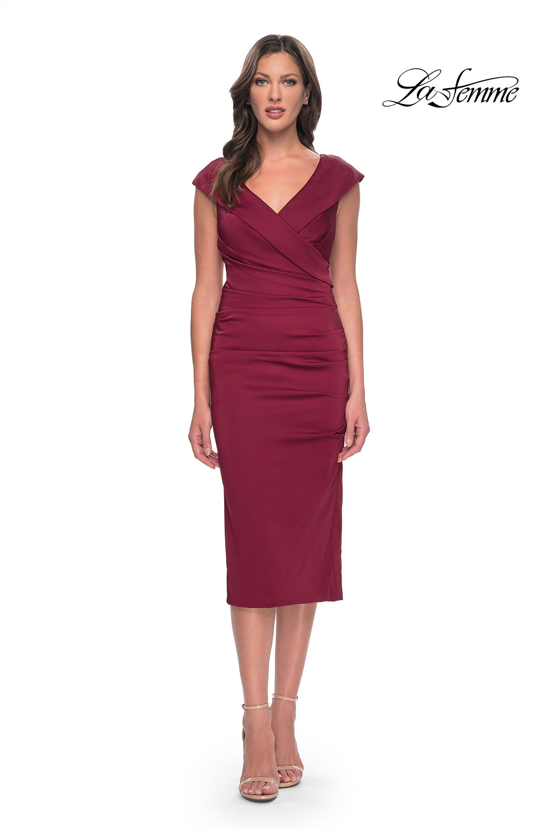 Picture of: Chic Short Evening Dress with Pleating in Wine, Style: 30110, Detail Picture 1