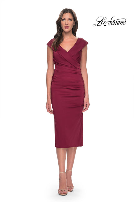 Picture of: Chic Short Evening Dress with Pleating in Wine, Style: 30110, Detail Picture 1