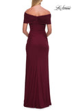 Picture of: Off-the-Shoulder Draped Jersey Gown in Wine, Style: 33171, Detail Picture 6