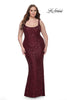 Picture of: Plus Size Prom Dress in Stretch Sequin and Square Neckline in Wine, Style: 31630, Main Picture