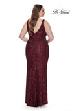 Picture of: Plus Size Prom Dress in Stretch Sequin and Square Neckline in Wine, Style: 31630, Back Picture