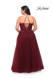 Picture of: Tulle Gown with Lace Bodice and High Neckline in Wine, Style: 29071, Detail Picture 2