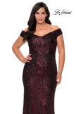 Picture of: Off The Shoulder Sequin Plus Size Prom Dress in Wine, Style: 28795, Detail Picture 7