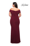 Picture of: Long Net Jersey Plus Dress with Bodice Design in Wine, Style: 29635, Detail Picture 7