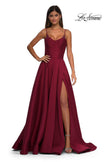 Picture of: Mikado A-line Gown with Lace Detail Neckline in Wine, Style: 32878, Detail Picture 8