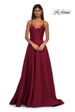 Picture of: Mikado A-line Gown with Lace Detail Neckline in Wine, Style: 32878, Detail Picture 10