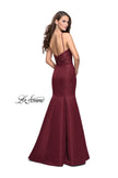Picture of: Long Mermaid Prom Dress with Laser Cut Pattern Detail in Wine, Style: 25650, Back Picture