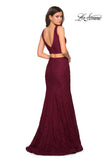 Picture of: Sweetheart Neckline Two Piece Long Lace Prom Dress in Wine, Style: 27262, Back Picture
