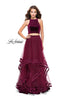 Picture of: Two Piece Tulle Gown with Velvet High Neck Top in Wine, Style: 25817, Detail Picture 1