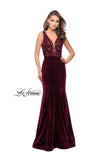 Picture of: Long Embellished Velvet Prom Dress with a Low V Back in Wine, Style: 25824, Detail Picture 1