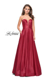 Picture of: Strapless Mikado A-line Gown with Pockets in Wine, Style: 26088, Detail Picture 1
