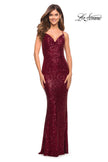 Picture of: Soft Sequin Long Gown with Lace Up Back in Wine, Style: 29949, Detail Picture 1