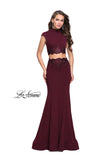 Picture of: Two Piece Jersey Applique Gown with Short Sleeves in Wine, Style: 26196, Detail Picture 2