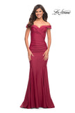 Picture of: Chic Off the Shoulder Evening Dress with Ruching in Red, Style: 30736, Detail Picture 2