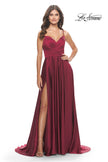 Picture of: Luxury Satin Gown with Criss Cross Bodice in Wine, Style: 31233, Detail Picture 2