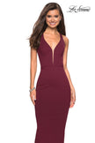 Picture of: Body Forming Dress with Exposed Zipper and Slit in Wine, Style: 27637, Detail Picture 4