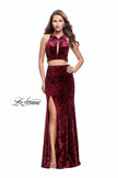 Picture of: Long Velvet Prom Dress with Crop Top and Leg Slit in Wine, Style: 25500, Detail Picture 7