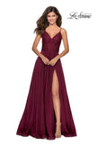 Picture of: Chiffon Prom Dress with Sheer Floral Lace Bodice in Wine, Style: 28664, Detail Picture 7