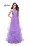 Picture of: Long Prom Ball Gown with Tulle Overlay and Beaded Top in Wisteria, Style: 25671, Detail Picture 2