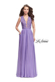 Picture of: Long A-line Dress with Chiffon Skirt and Strappy Details in Wisteria, Style: 25487, Detail Picture 2