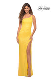Picture of: Bright Simple One Shoulder Long Sequin Evening Gown in Yellow, Detail Picture 10