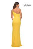 Picture of: Bright Simple One Shoulder Long Sequin Evening Gown in Yellow, Detail Picture 11