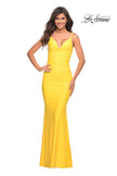 Picture of: Soft Jersey Ruched Dress with Draped Neckline in Yellow, Style: 30626, Detail Picture 11