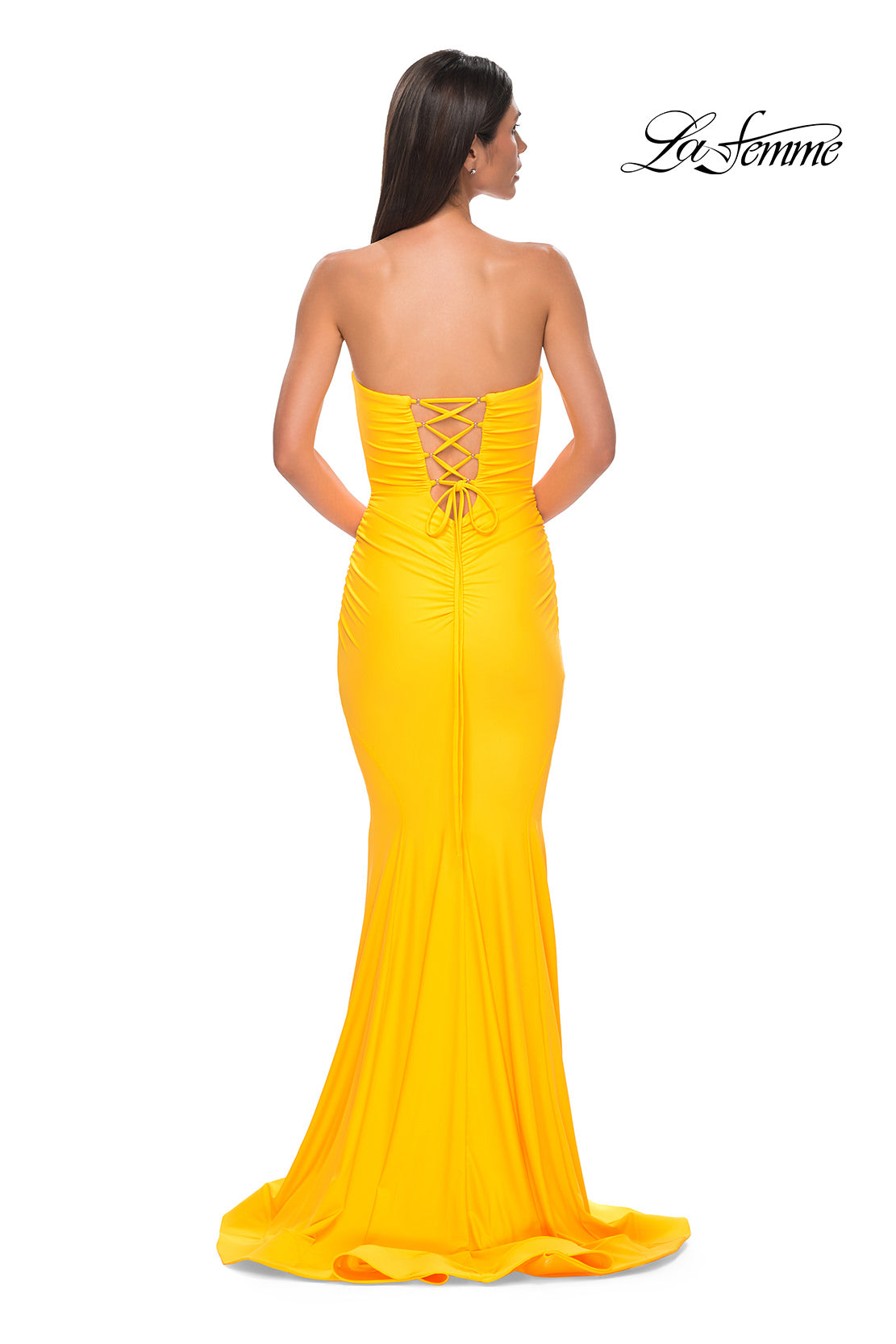Picture of: Simple Jersey Mermaid Prom Dress with Sweetheart Neckline in Yellow , Style 32872, Detail Picture 14