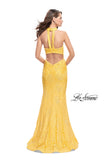 Picture of: Strapless Beaded Lace Mermaid Dress with T Back in Yellow, Style: 26261, Back Picture