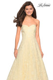 Picture of: Strapless A-Line Gown with Floral Embroidery in Yellow, Style: 27746, Detail Picture 2