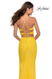 Picture of: Two Piece Sequin Prom Dress with Pyramid Top in Yellow, Style: 28623, Detail Picture 4