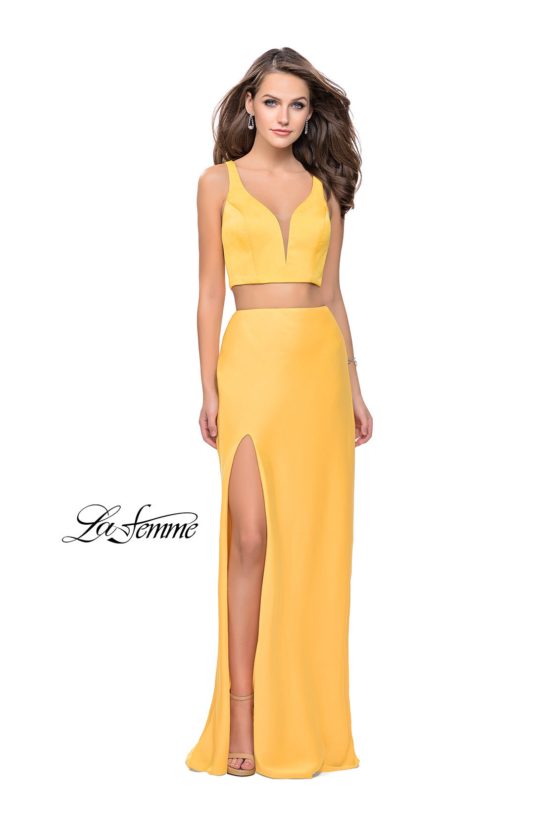 Picture of: Satin Two Piece Prom Dress with Leg Slit and Racerback, Style: 25599, Detail Picture 5