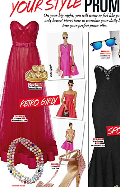 La Femme Style 19809 (left) in Seventeen Magazine Prom 2014 Edition