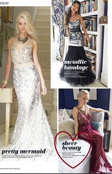 La Femme Style 21333 (bottom right) in Seventeen Magazine Prom 2015 Edition