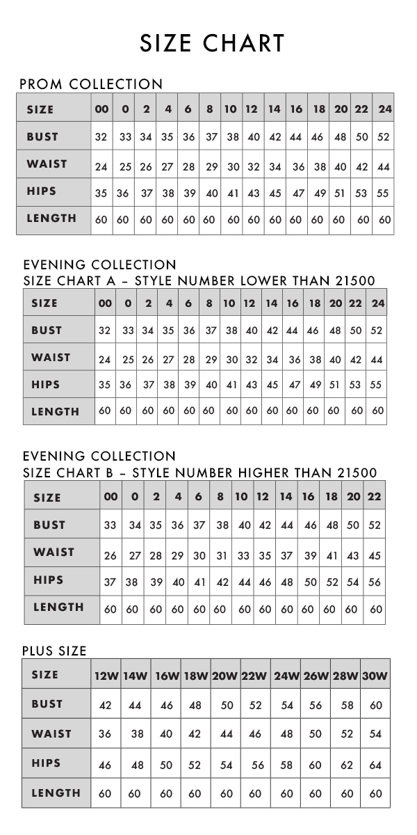 Size Chart La Femme Size Chart La Femme