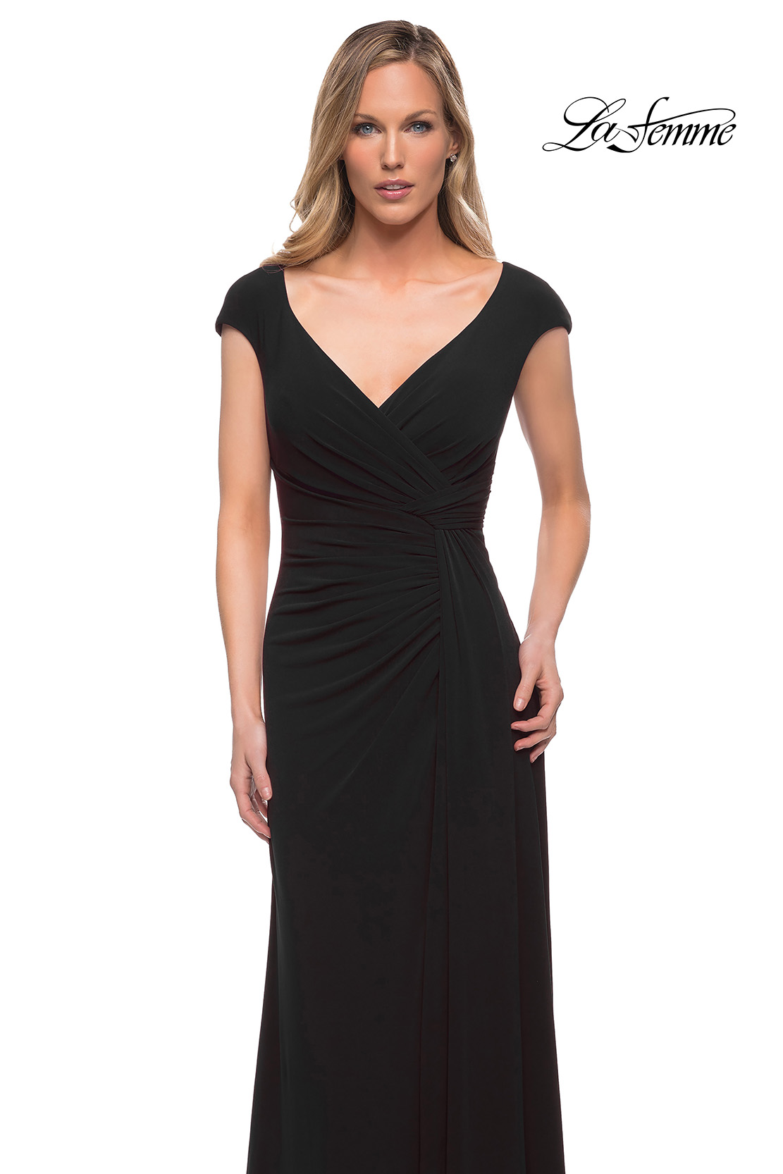 La Femme - 25919 Two Piece Beaded Lace Jersey Sheath Dress | Black | 10 