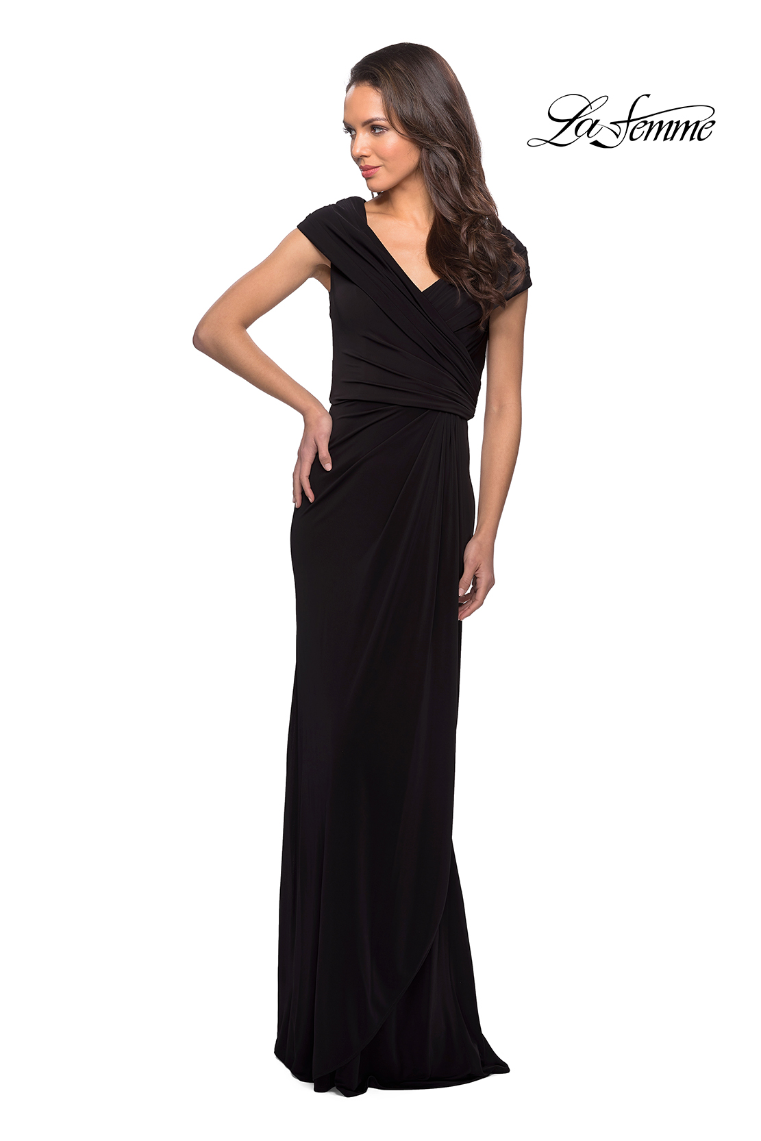 la femme ruched jersey gown