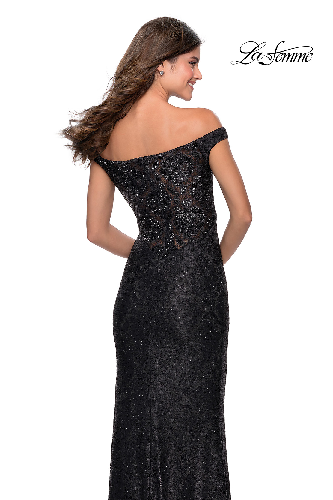 la femme beaded lace sheath dress