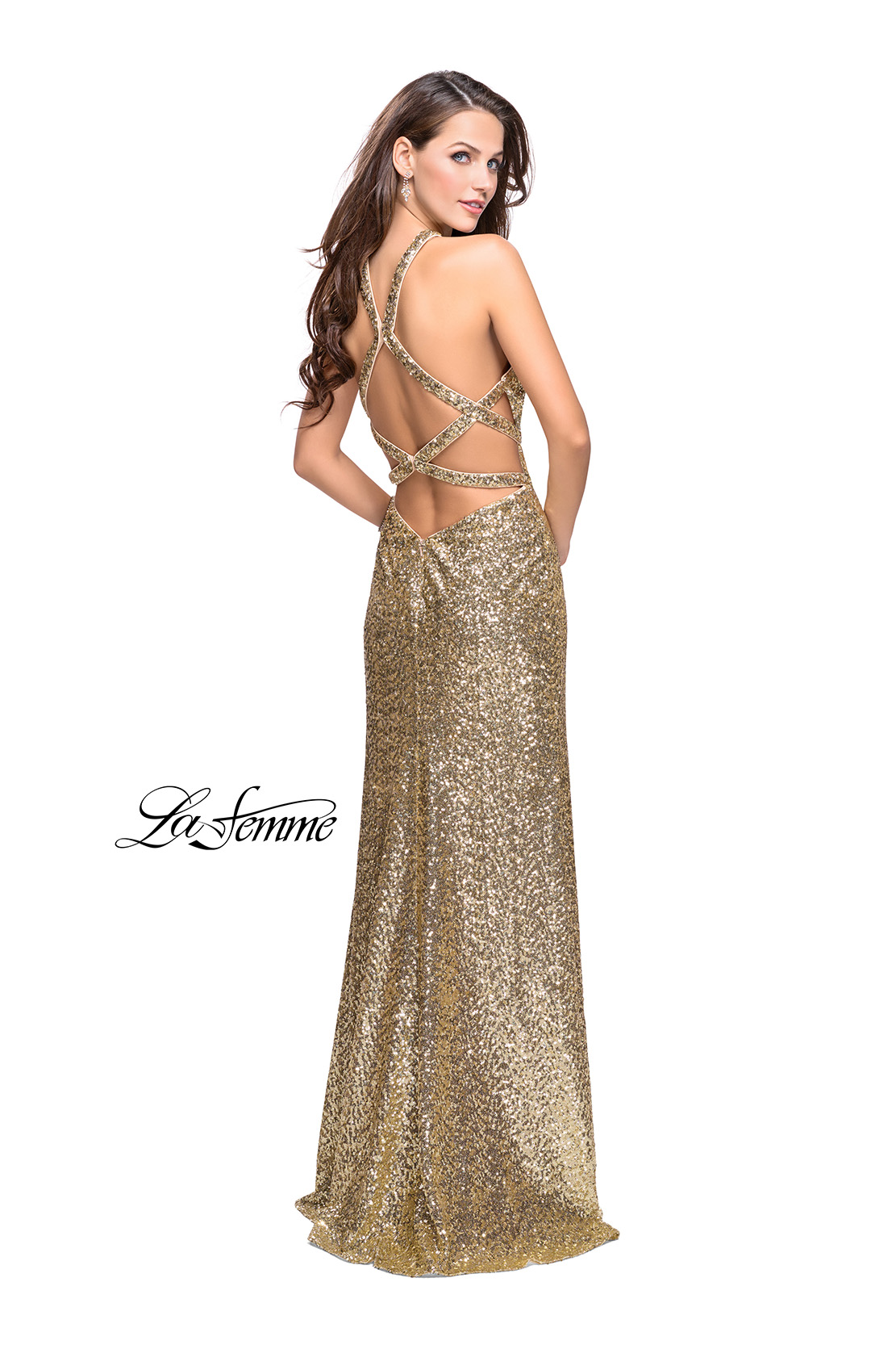 loveangeldress Sexy Backless Sequin Gold Prom Dresses Custom Made US2 / Green