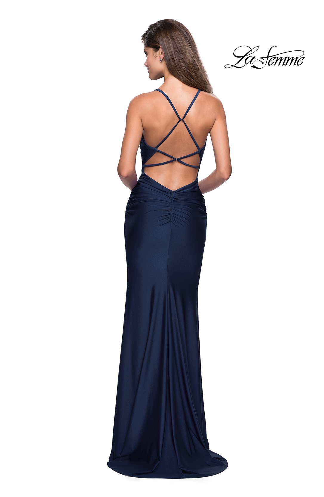 La femme strappy back jersey evening dress deals