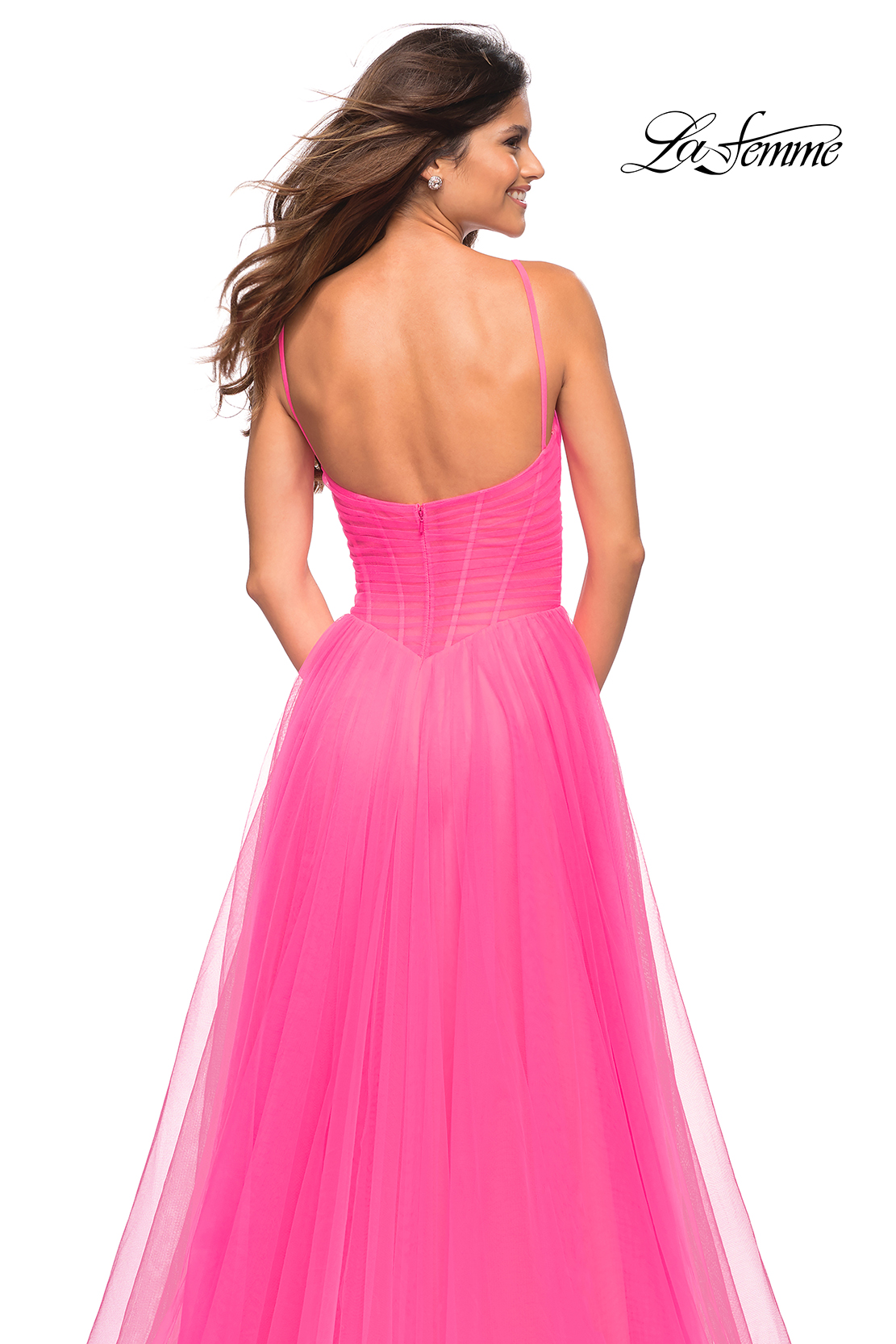 Pink Lace Detail Evening Dress (3096388)