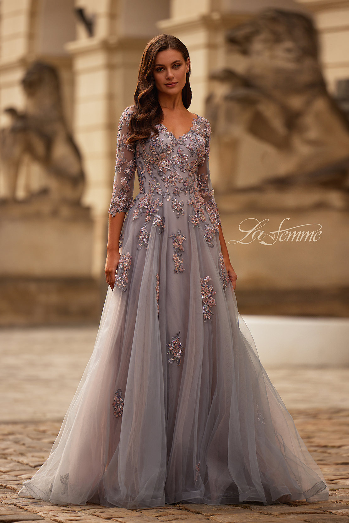 Satin Sheer Jewel Lace Appliques Two-piece A-line Wedding Dress