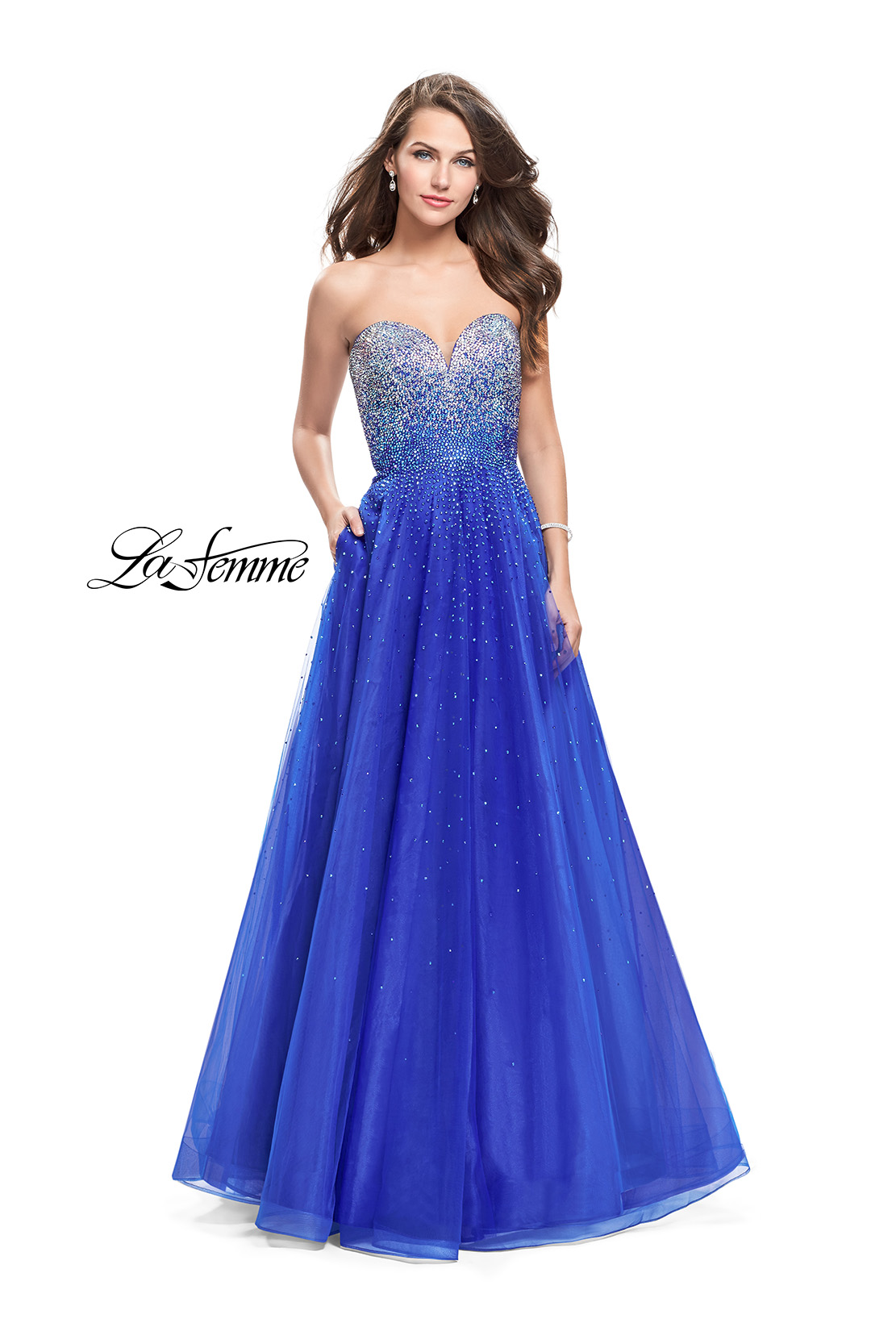 la femme royal blue prom dress